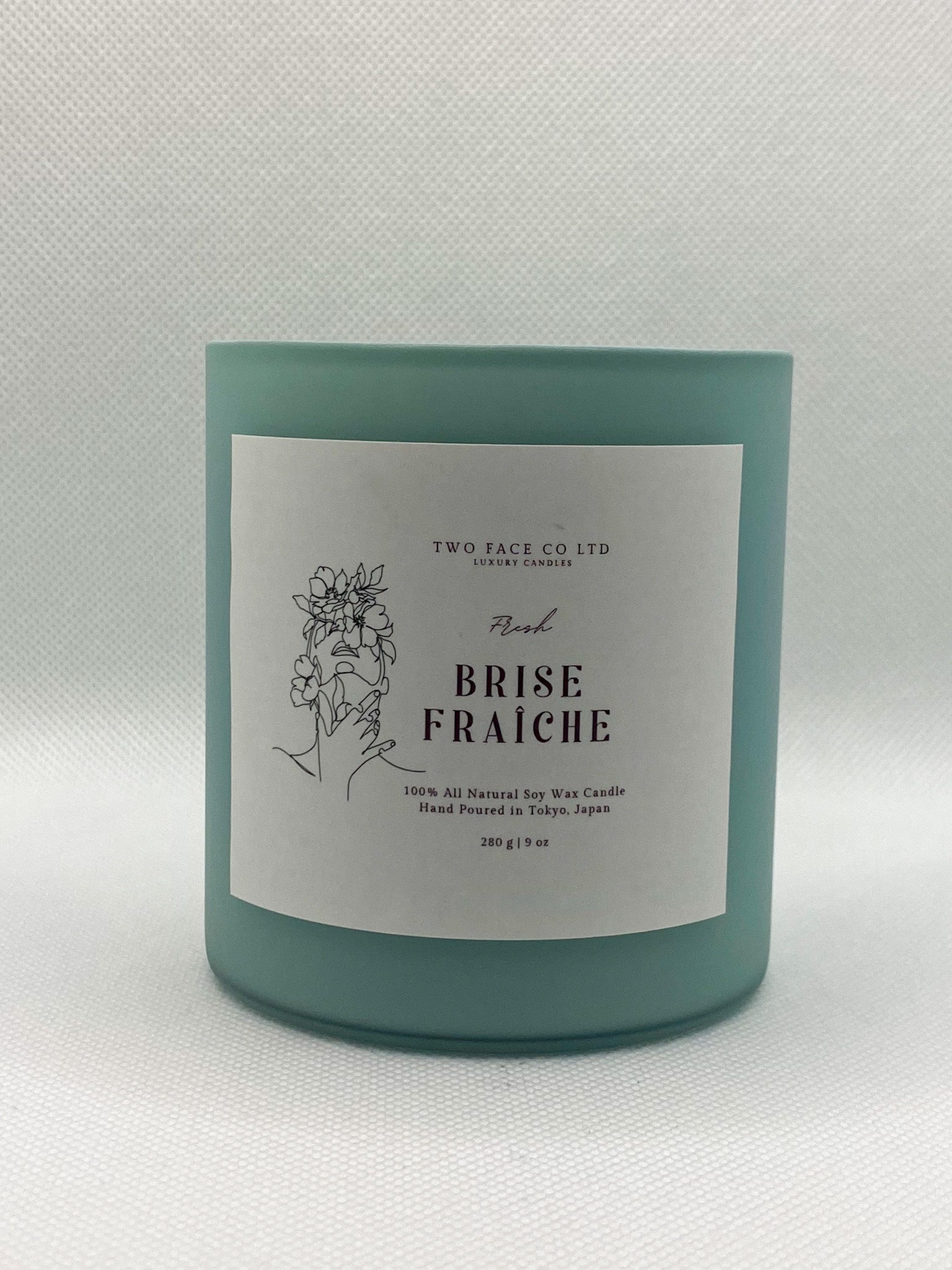 Fresh breeze candle, hand made candle, mint green, front