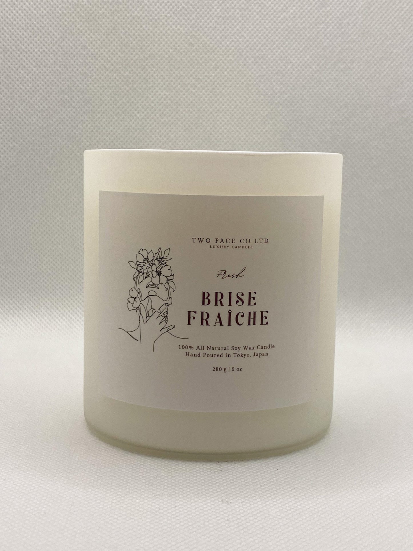 Fresh breeze candle, hand made candle, white, front