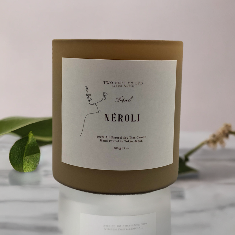 Neroli candle, hand made candle, cafe, front