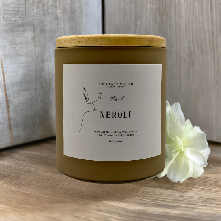 Neroli candle, hand made candle, cafe, with lid