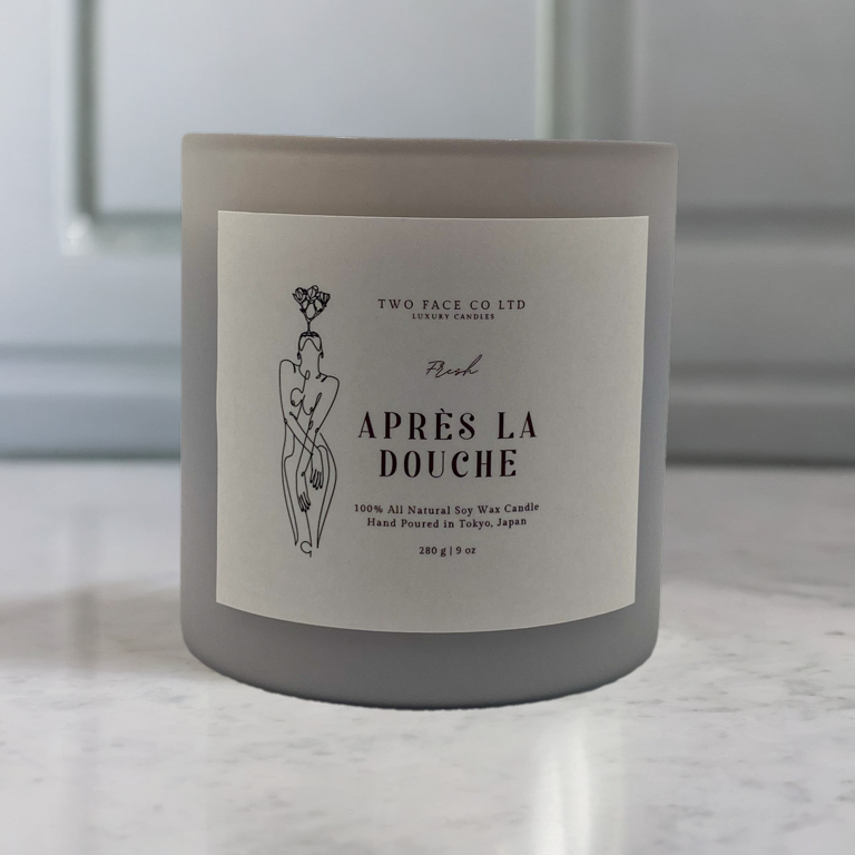After the shower candle, hand made candle, grey