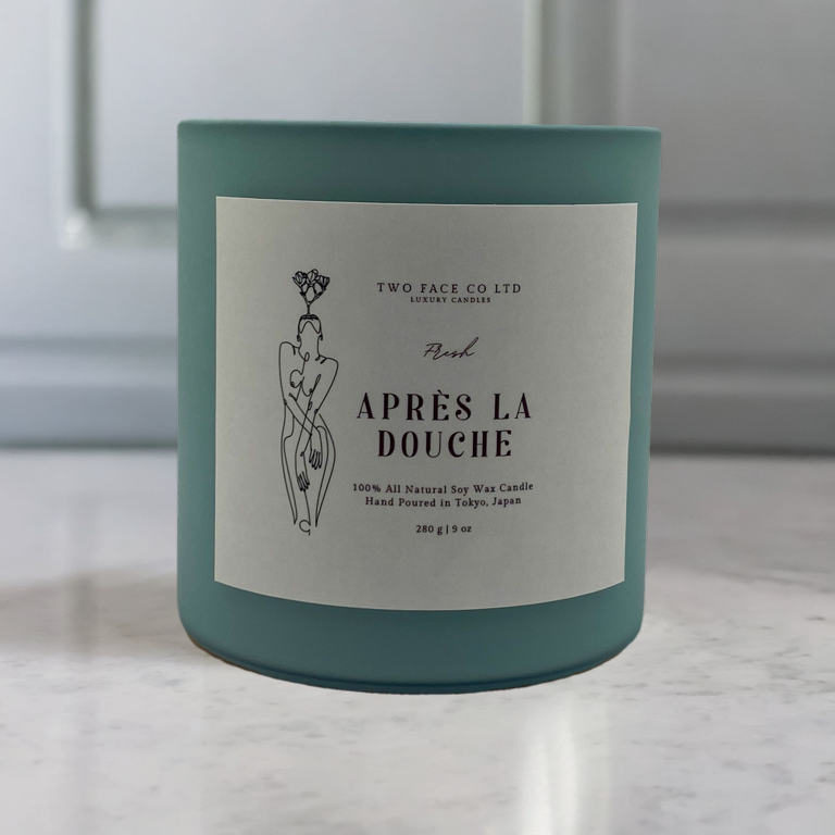 After the shower candle, hand made candle, mint green
